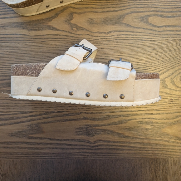 Altar'd State Serena Cream Buckle Faux Suede Platform Sandals - Picture 5 of 6